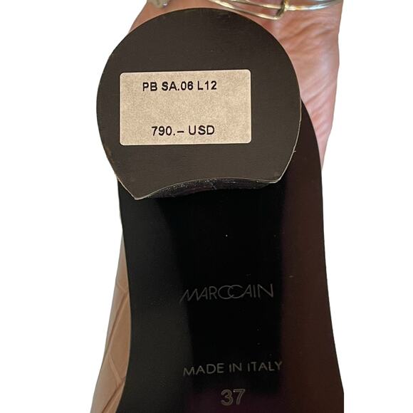 Marc Cain Women's Alligator Print Leather Knee High Article Boots Taupe 6.5 NIB - Picture 7 of 11